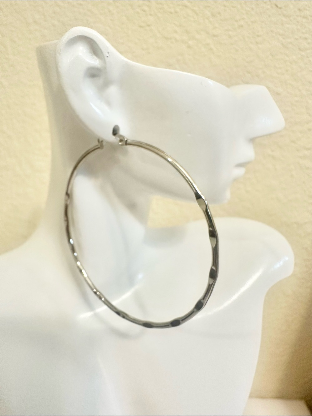 Stainless Steel Textured Oversized Hoop Earrings